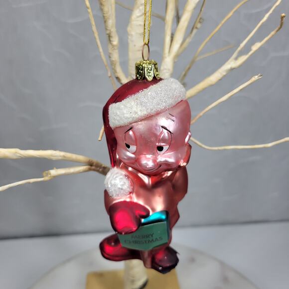 2001 Warner Bros. Merry Christmas Ornament Vintage Glass Character Red Pink 5” - Picture 2 of 16